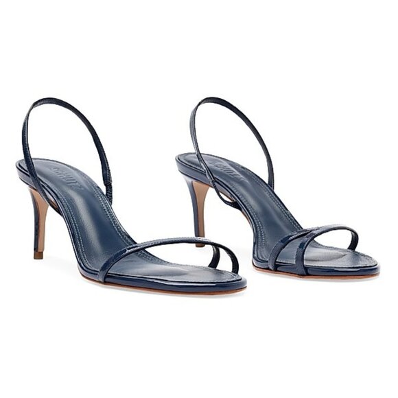 Like new Schutz Diana Mid Sandal Infinite Blue leather mid high heel slingback - Picture 1 of 10